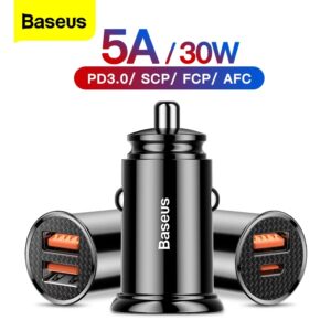 Baseus 30w 5a Car Charger Dual Port QC 4.0 3.0 01