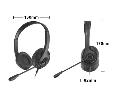 FH100U Stereo Headset Dimentions