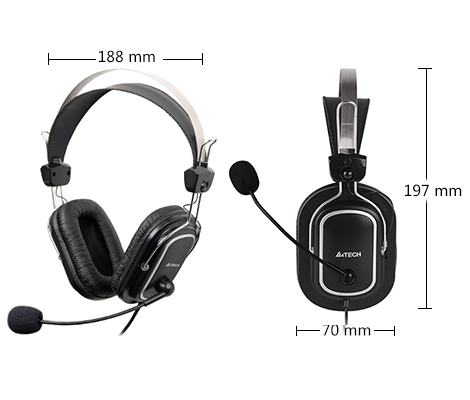 HU-50 ComfortFit Stereo USB Headset Dimentions