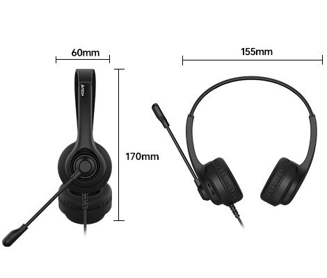 HU-8 USB Stereo Headset Dimentions