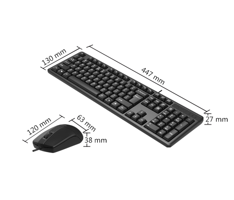 KK-3330S Multimedia FN Desktop Dimentions